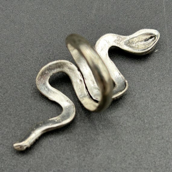 Silver Snake Wrap Ring Adjustable Gothic Reptile … - image 3