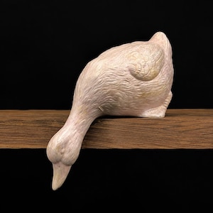 1991 Pottery Goose Shelf Sitter Hanging Bird Sculpture Farmhouse Decor Cottagecore Signed Fairbanks Silly