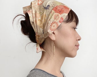 Head Scarf, Japanese fabric headband, chemo scarf, sand, crane, chef scarf, bakery scarf, Alopecia headband
