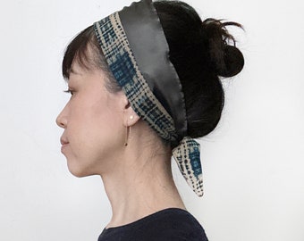 Head scarf Reversible, silk headband, Navy, sand, light weight head scarf, summer head wrap, haircare, viscous headband