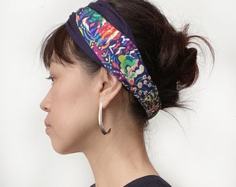 Knot Headband, Stretchy headband, Knot Turban, tropical, fashion headband, urban headwrap, woman headwrap, boho, Navy, Beach