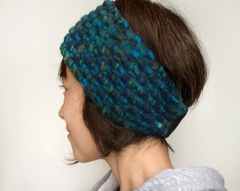 Wool Headband, Ear warmer, Warm Headband, Blue, Navy, Neck Warmer, Winter head wrap
