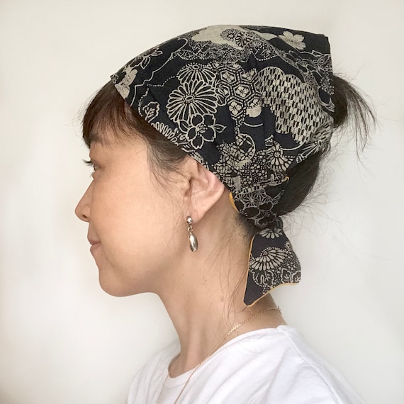 Head Scarf Floral Japanese Fabric Chemo 