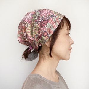 Head covering, chemo scarf, Surgical Hat, pink Floral, cooking head scarf, Hair Loss Alopecia, Nurse cap, cancer scarves