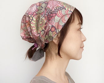 Head covering, chemo scarf, Surgical Hat, pink Floral, cooking head scarf, Hair Loss Alopecia, Nurse cap, cancer scarves