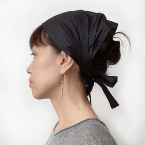 コットン無地ヘアスカーフ、無地ブラックヘッドスカーフ、グレーバンダナ、ネイビー、料理用シェフスカーフ、ベックヘッドバンド、料理、ヘッドラップ。ヘッドバンド