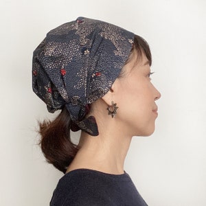 Japanese Cotton Head Covering Scarf: Rabbit Wave Print, surgical hat