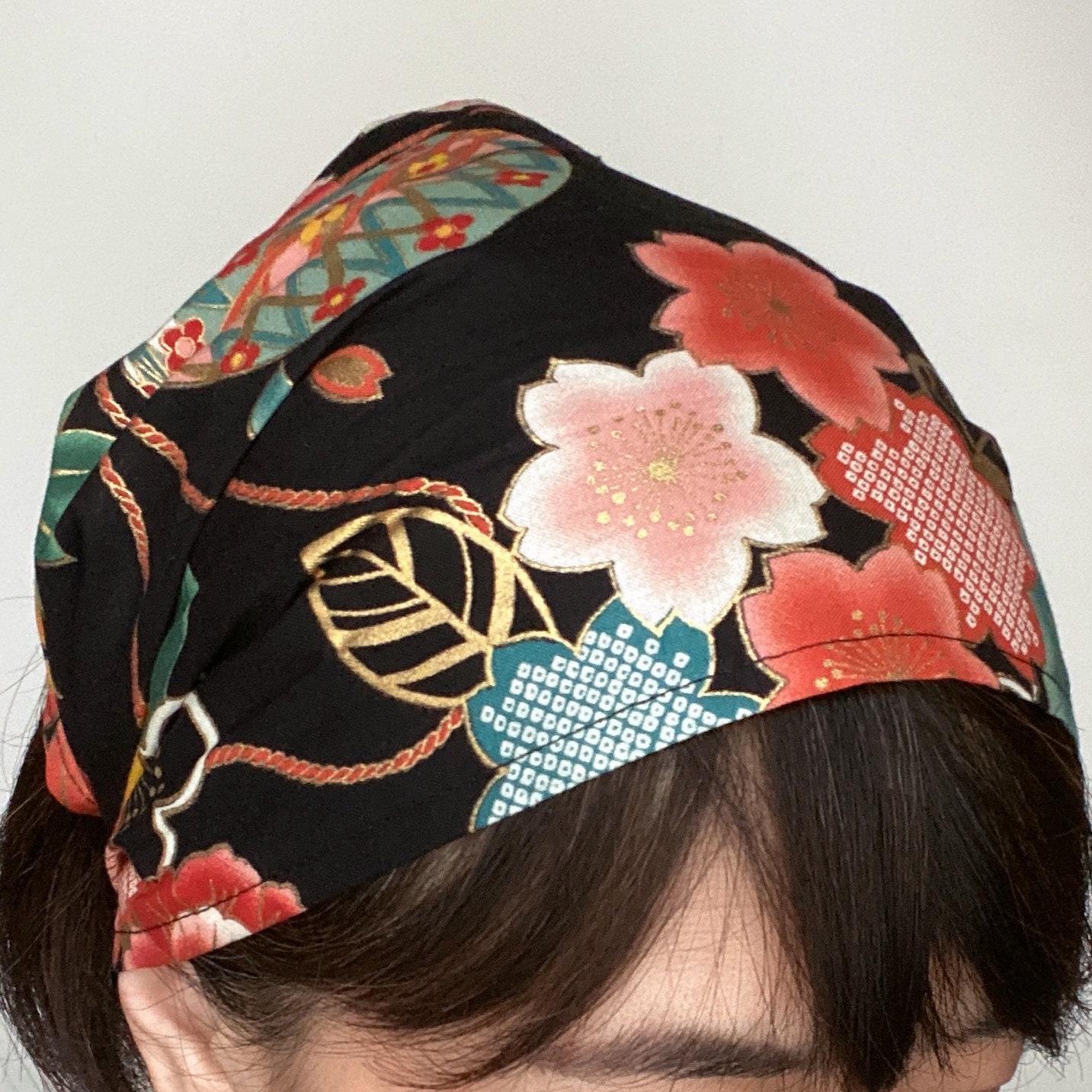 Head Scarf, Japanese Fabric Headband, Hair Loss Alopecia, Chef Hat, Black  Red Flower Head Wrap, Mari Print, Head Wrap, Tie Head Scarf, -  Canada