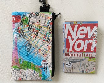 NYC Map, Tourism, Pouch, Brooklyn, Down town, Financial District, Wall street, Traveling, Michi pouch, gift, NYC gift, coin purses