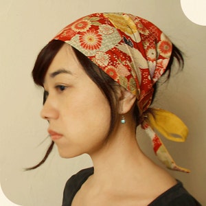 Kimono Print Headband Japanese Fabric Head Scarf Red Crane - Etsy