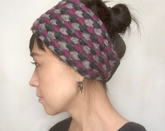 Wool Headband, Pink Gray, Ear warmer, Neck Warmer, Orange, headband, Winter headwrap, Hat, Warm Headband, Mercato, Winter, Cover ear