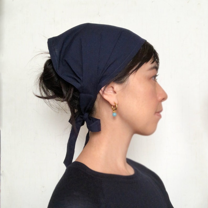 Cotton Solid Color Hair Scarf solid Black Gray Navy Blue - Etsy