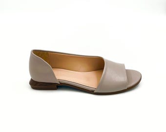 Mink Genuine Leather Flat Sandals – Elegant & Comfortable