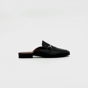 Black Leather Mules with Gold Bit – Effortless Sophistication
