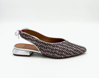 Handmade Leather & Woven Fabric Slingback Shoes – A Unique Blend of Elegance and Craftsmanship