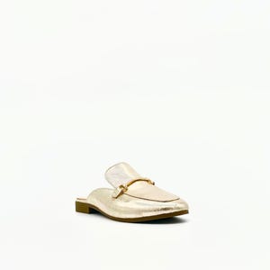 Gold Leather Backless Loafers – Classic Touch with Golden Bit image 3