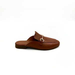 Brown Leather Loafer Mules – Timeless & Elegant