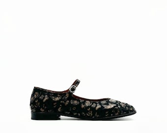 Leopard Print Leather Mary Jane Flats – Timeless Elegance with a Modern Twist