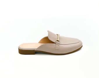 Minkfarbene Leder-Loafer-Mules – Zeitlos & Schick