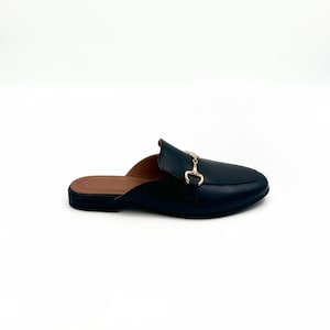 Black Leather Horsebit Mules – Classic & Elegant