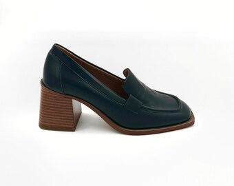 Schwarze Loafer mit Blockabsatz aus Leder – Mühelose Eleganz