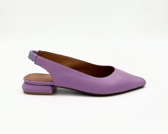 Scarpe Slingback in Pelle Lilla Fatto a Mano – Eleganti & Chic