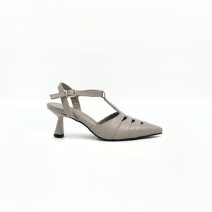 Grey Leather T-Strap Heels – Elegant Details with Everyday Comfort