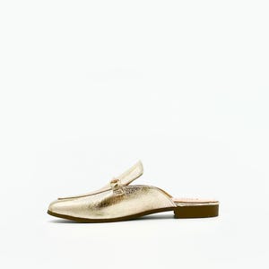 Gold Leather Backless Loafers – Classic Touch with Golden Bit image 2