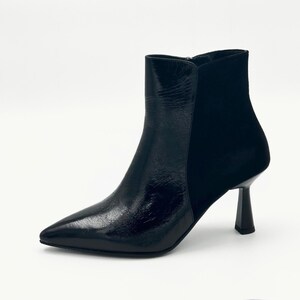 Elegant Black Leather Ankle Boots – Modern & Sophisticated
