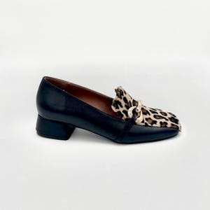 Black Leather & Leopard Print Loafers – Bold Elegance and Comfort