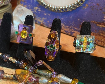 Mardi Gras Vintage embellished rings.