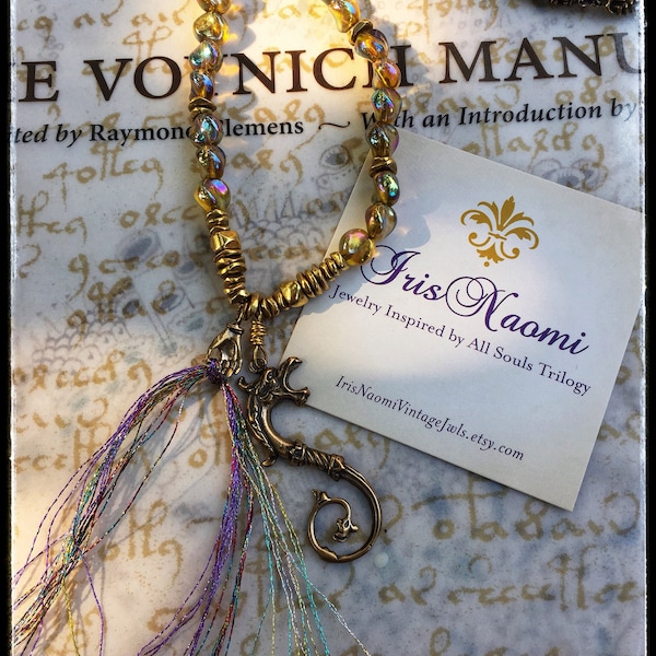 Corra Necklace-Jewelry Inspired by All Souls Trilogy by Deborah Harkness. Firedrake and weaver hand elements. Beautiful old antique beads.