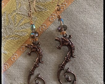 All Souls Trilogy inspirations.Firedrake Corra earrings. Gorgeous old world detail.Matches the necklace if desired. Bronze dotted ear wires.