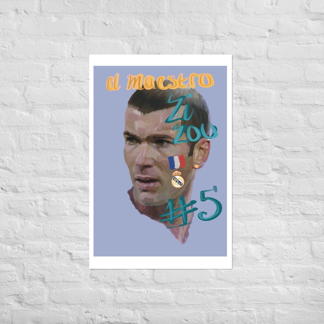 Atte Football Poster Featuring Zinedine Zidane, Original Artwork, Hand ...