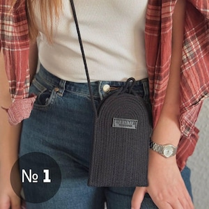 Borsa per cellulare, borsa a tracolla, piccola borsa a tracolla, regalo, borsa per cellulare da appendere al collo, smartphone, tracolla, borsa per cellulare in corda di cotone