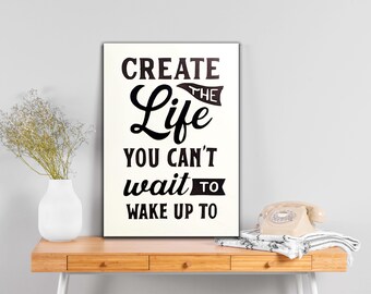 Motivational Quote Wall Art: "Create the Life" Inspirational Board