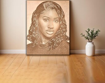 Personalized Engraved Photo Plaque – Custom Picture on plain Wood.