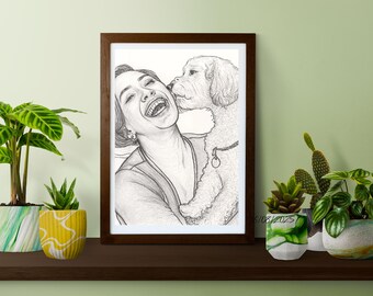 Custom Sketch  With a Pet Portrait from Photo - Personalized Sketch Gift (Digital Download)