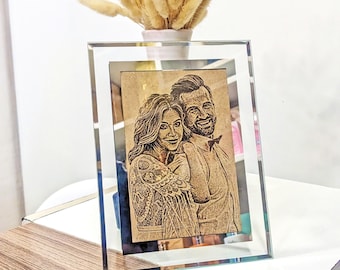 Personalized Desktop Couple & Single Eternal Crystal Glass Picture Frame