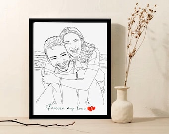 Custom Couple Portrait: Personalized Photo to Sketch (Digital Download)