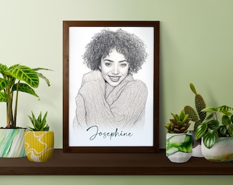 Custom Sketch Portrait from Photo - Personalized Gift (Digital Download)