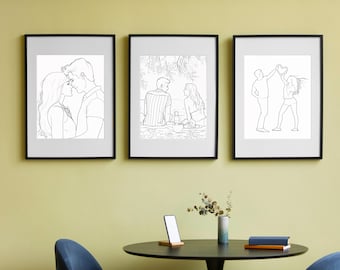 Custom (3-set) Sketch Portrait from Photo - Personalized Gift (Digital Download)