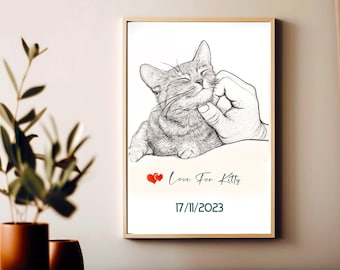 Custom Pet Sketch Portrait From Photo - Personalized Sketch Gift (Digital Download)