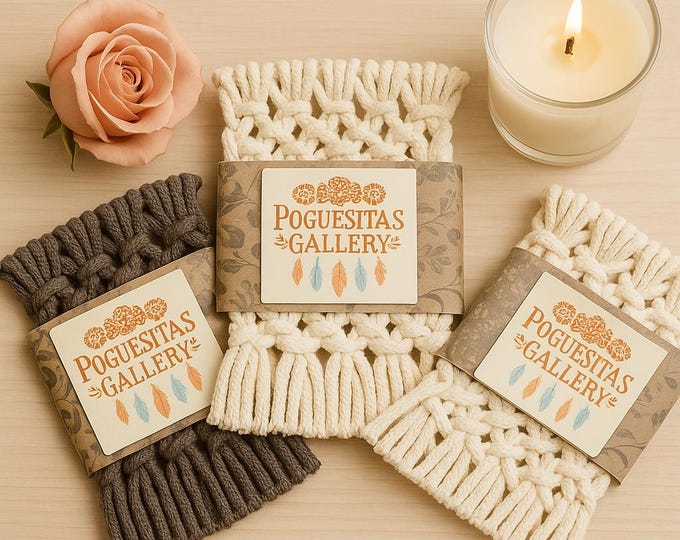 Set de posavasos de macramé. 2 paquetes (4 piezas) en colores variados. Hechos a mano para compartir momentos únicos.