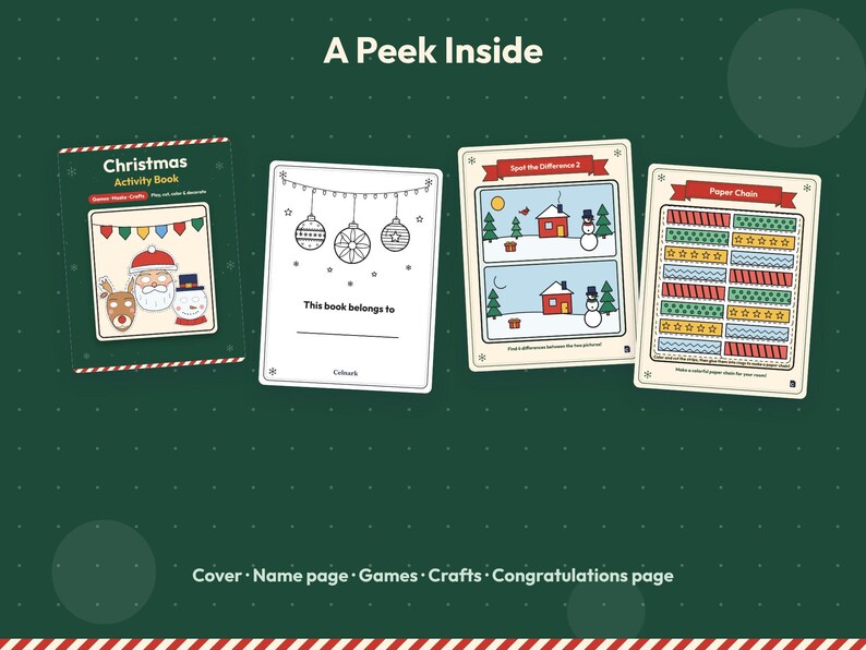 Christmas Activity Book Printable PDF, Kids Holiday Games, Cut and ...
