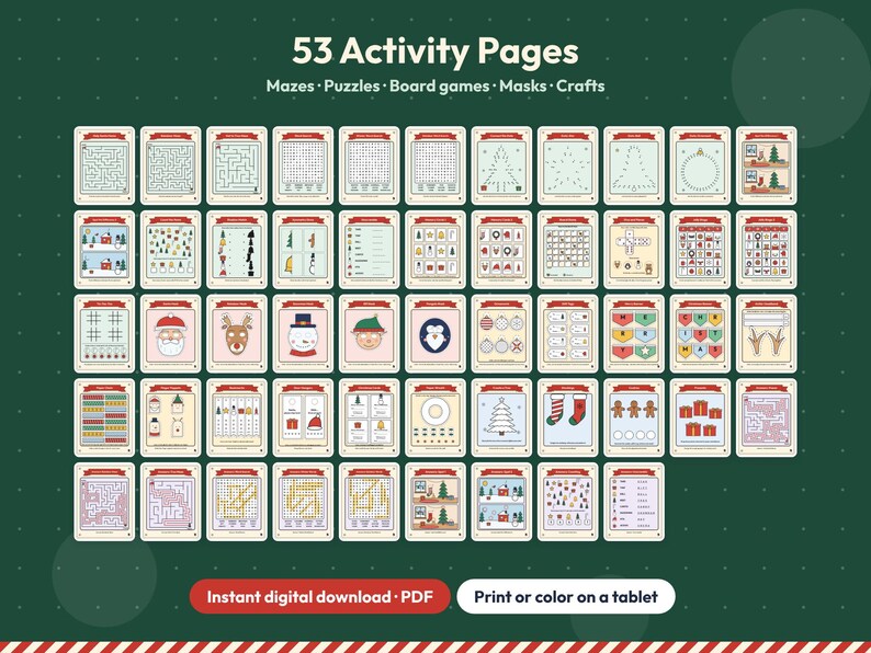 Christmas Activity Book Printable PDF, Kids Holiday Games, Cut and ...