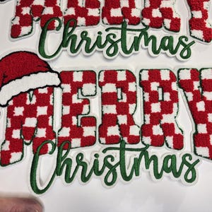 Merry Christmas Patch! Colorful Chenille Iron-On Patch. Add a Touch of Christmas Charm to Your Sweatshirt, Jacket, or Backpack. DIY/Decorate