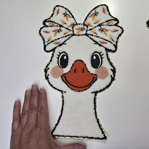 Goose Iron-On Patch! Silly Goose Alert! Quirky & Cute, Chenille Shimmer. Decorate/DIY/Heat Press/Patches/Family/Friends/Craft/Cute