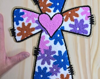 Chenille Cross Patch! Easily Applies, and Looks Great on Sweatshirts, Jackets, & Tote Bags! DIY/Patches/Believe/Faith/Hope/Believe