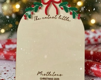Placa da primeira pegada de Natal do bebê, lembrança de visco de tília